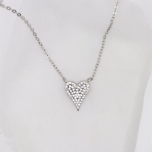 Pave Diamond Heart, Small Pave Heart Pendant - Picture 1 of 8